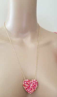 Collar XOXO Colgante Corazón Rojo Cadena Tono Dorado Foto 1 de 4