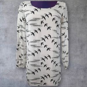 Madison Square Bird Long Sleeve Shirt Dress Black and White Size XS Women's - Picture 1 of 11
