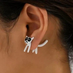 Funny Black Cat Ear Stud Earrings Stud Party Fashion Jewelry for Women Girl Gift - Picture 1 of 8