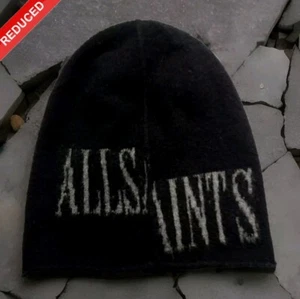 ALLSAINTS MAX GORRO NEGRO CON GRIS JASPEADO MARCA UNISEX TALLA ÚNICA  - Imagen 1 de 5