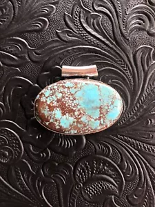 Blue Hubei Turquoise Cherry Chocolate Web Flower Bezel 1.5" Wide - Picture 1 of 5