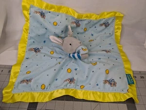 Goodnight Moon Rabbit Lovey Blue Yellow Security Blanket Stuffed Animal Toy #2 - Picture 1 of 6