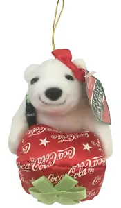De colección 1999 Coca Cola Navidad Navidad Vacaciones Peluche Adorno Blanco Oso Polar - Imagen 1 de 6