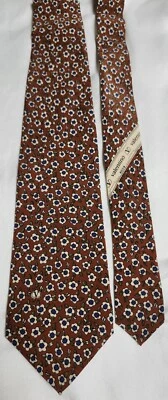 Gravata masculina Valentino Cravatte vermelha escura floral 100% seda feita na Itália - Imagem 1 de 4