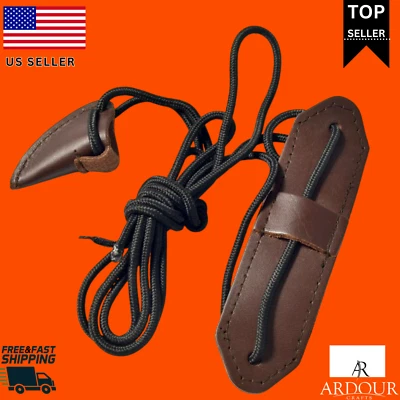 Traditional Leather  Recurve Bow Stringer Brown Archery Bowstrings Tool Rope - Image 1 of 4