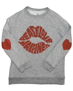 Lauren Moshi Girls Peace Love Happiness Lips And Hearts Sweatshirt Size 8 - Picture 1 of 5