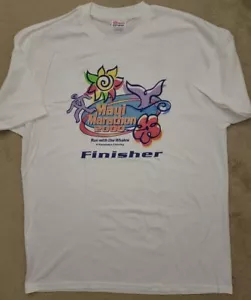 T-shirt vintage Maui Marathon 2000 Finisher XL l Y2K hawaii corsa - Foto 1 di 2