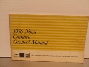 ☆ VINTAGE 1976 ☆ NOVA CAMARO PASSENGER CAR OWNERS GUIDE MANUAL - ORIGINAL - Picture 1 of 21