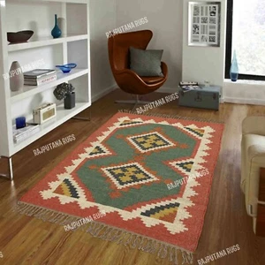 Rugs Wool Kilim Natural Handwoven Jute Rug, Vintage Kilim 12 - Picture 1 of 9