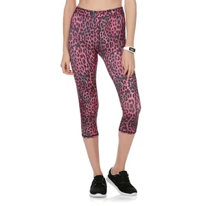 Ladies Plus Capri Athletic Leggings Leopard Size XXL Animal Rose - Picture 1 of 1
