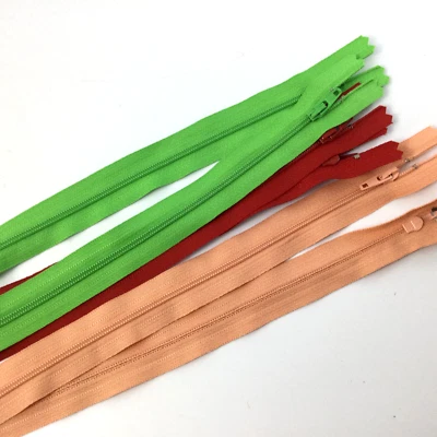 Zippers Plastic Peach Green Red   18 in  Lot 6 New - Image 1 of 3