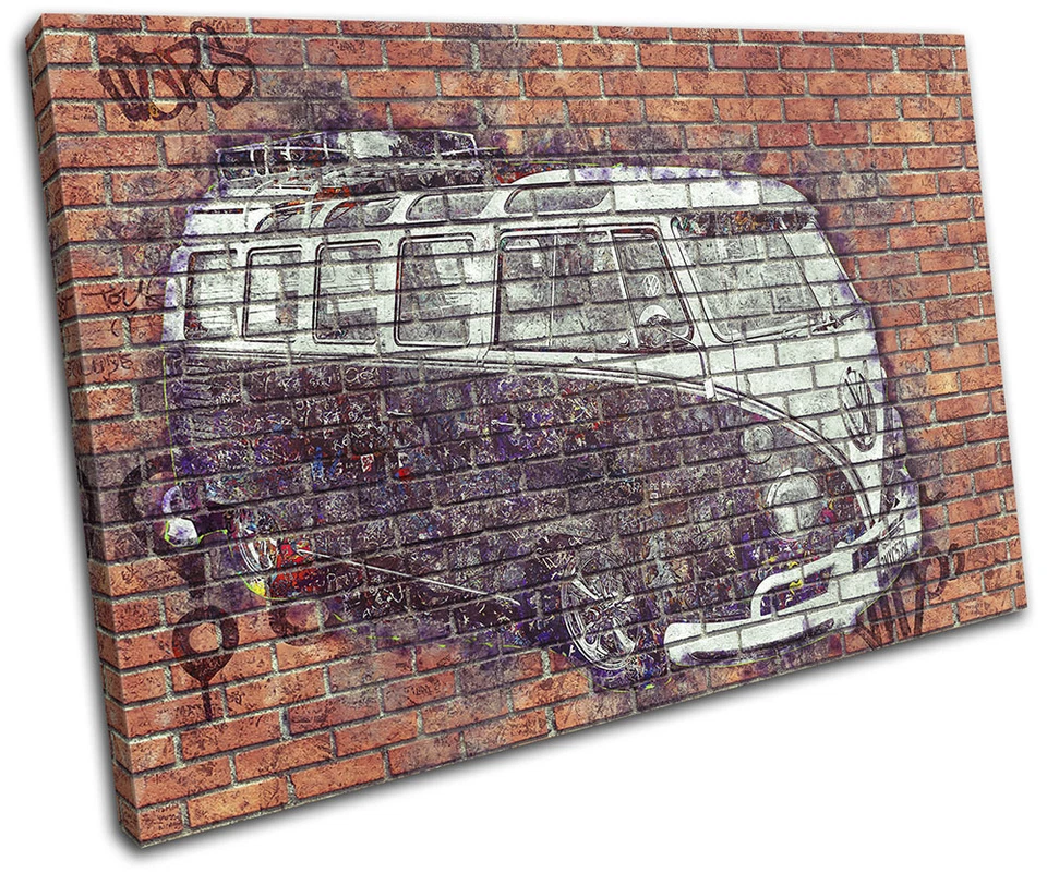 Граффити городской кемпер ретро автомобилей один холст настенное искусство картина печати - Изображение 1 из 1