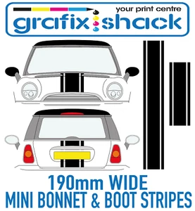 New - For Mini Cooper Bonnet & Boot Silver Colour Stripes Set 190mm Wide - Picture 1 of 2