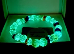 Pulsera Joyería Luminosa Brilla en la Oscuridad 8mm Cuentas de Vidrio Hecha a Mano-Elástica🌟 - Imagen 1 de 2