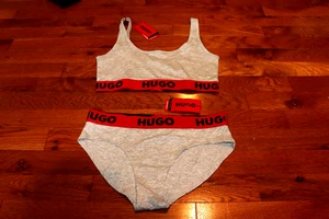 Nuevo con etiquetas Hugo Boss Conjunto de bralette y calzoncillos deportivos con logotipo deportivo talla pequeña ¡Precio de venta sugerido por el fabricante $68!! - Imagen 1 de 13