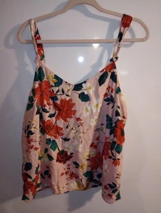 Old Navy Pink Floral Vneck Tank Top Sz XL - Picture 1 of 3