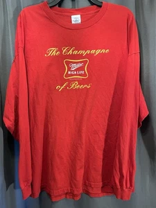 2004 Miller High Life The Champagne of Beers Red Long Sleeve Shirt Sz XXLarge - Picture 1 of 4