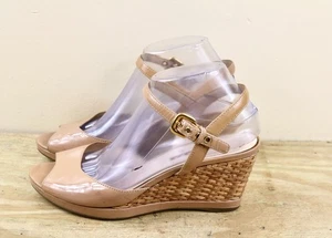 Prada Sandali 39,5 Marrone Vernice Nude Zeppa Fibbia Scarpe Italia - Foto 1 di 16