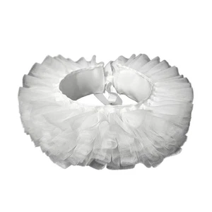 Ruffled Clown Neck Ruff Adjustable Ribbon Tulle Faux Collar For Top Shirt Jacket - Picture 1 of 8