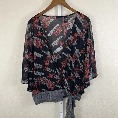 Blusa kimono vintage Y2K XL manga globo imitación envoltura pura caprichosa bruja Foto 1 de 4