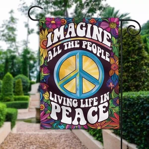 Imagine All The People Living Life In Peace CASA BANDERA JARDÍN BANDERA Mejor Precio - Imagen 1 de 4