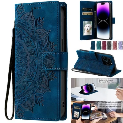 Leather Totem Wallet Phone Case For iPhone 17 16 15 14 13 12 11 Pro Max XR X 7 8 - Image 1 of 4