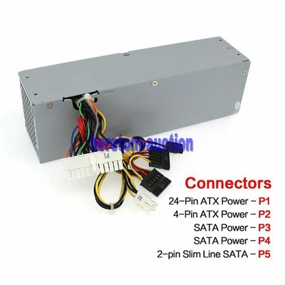 DELL OPTIPLEX 790 990 3010 7010 9010 390 SFF 2TXYM RV1C4 3WN11 POWER SUPPLY 240W - Image 1 of 4
