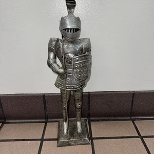 Medieval Knight in Armor Statue Figure Tall Very Detailed 22" Tin Hammered - Picture 1 of 6