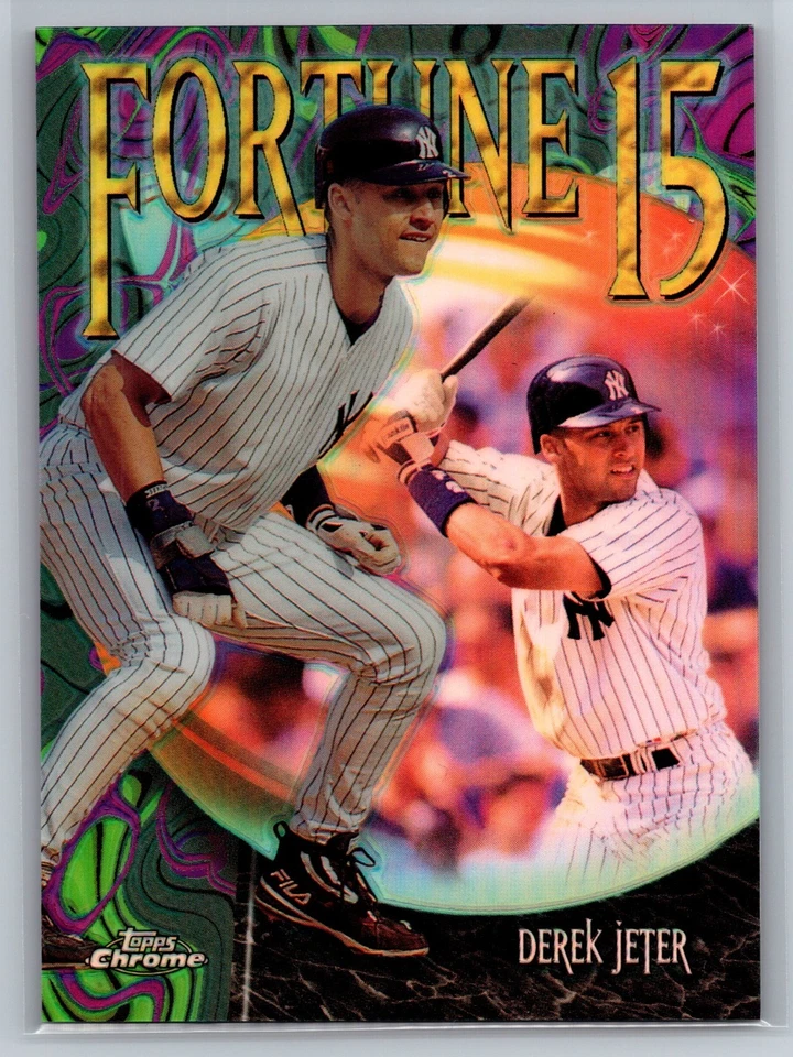 1999 Topps Chrome Derek Jeter Fortune 15  59/100 Refractor - Image 1 of 2