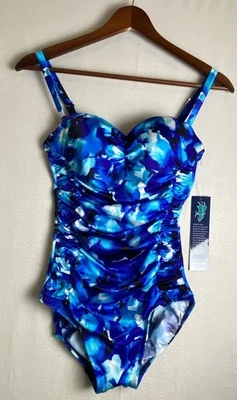 Traje de baño Longitude azul de una pieza para mujer talla 8 nuevo con etiquetas bandeau fruncido playa Foto 1 de 4