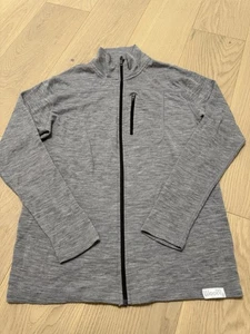 Woolly Full-Zip Merino Wool Shirt Herren L meliert grau Mock Neck Langarm - Bild 1 von 10