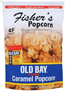 Fisher's Old Bay Seasoned Caramel Popcorn 10 Oz Gluten Free - Picture 1 of 5