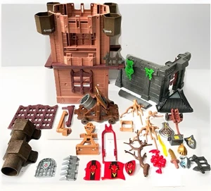 Playmobil Lot Medieval Knights Dwarf Fortress Dinosaur Walls Helmets Shields - Picture 1 of 16