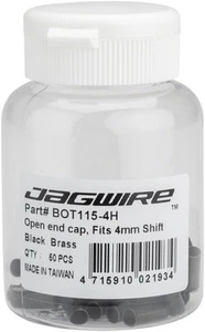 Jagwire 4mm Open Brass Cable Housing End Cap Bottle of 50, Color Black - Picture 1 of 1