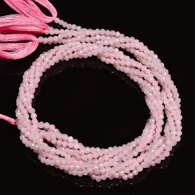 Cuentas micro facetadas redondas de cuarzo rosa natural 2,5-3 mm hilo 12,5" 73 Foto 1 de 2
