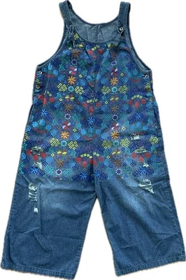 Macacão macacão feminino XL solto folgado jeans perna larga gota virilha calça - Imagem 1 de 4