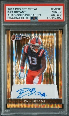 2024 Pro Set Metal — GOLD (1 of 1 )—  Pat Bryant — ROOKIE —  MINT PSA 9, AUTO 9 - Image 1 of 3