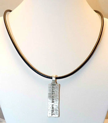 Men Women Necklace leather 925 Silver Plated Pendant God Bless Jewish Charm  - Image 1 of 4