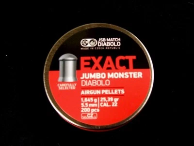 JSB MATCH DIABOLO EXACT JUMBO MONSTER .22 CALIBER PELLETS 200 each 25.39 grains