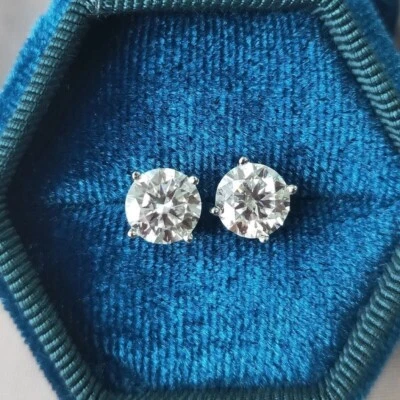 1ct Earrings White Gold Test Pass Lab-Created Diamond VVS1/D/Excellent - Image 1 of 3