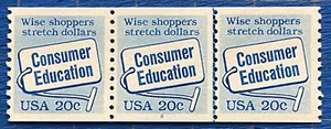 U.S. Scott #2005 20¢ Consumer Education MNH PNC #2 Plate Number Strip of Three - Picture 1 of 3
