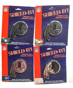 NFL SHIELD-IT! ADHESIVE LOGO EMBLEM SILVER - Washington Redskins - Lot of 4 - Picture 1 of 2