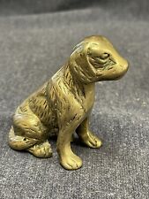 Vintage Solid Brass Sitting Dog 2.5” Miniature Animal Small Desk Ornament