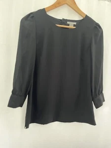H&M Women's Black Chiffon Blouse Size 6 Short Sleeve - Picture 1 of 12