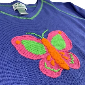 Quacker Factory Langarm bestickt periwinkle blau V-Ausschnitt Pullover Large - Bild 1 von 11