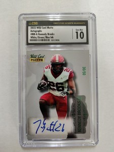 2022 Wild Card Matte Green Auto Kennedy Brooks RC 30/50 Eagles CSG 10 GEM MINT