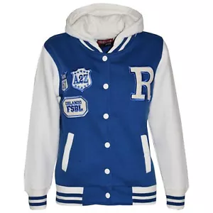 Dziecięca kurtka baseballowa z kapturem Royal R Fashion NYC / FOX Varsity Płaszcz dla dziewczynek chłopców - Zdjęcie 1 z 3