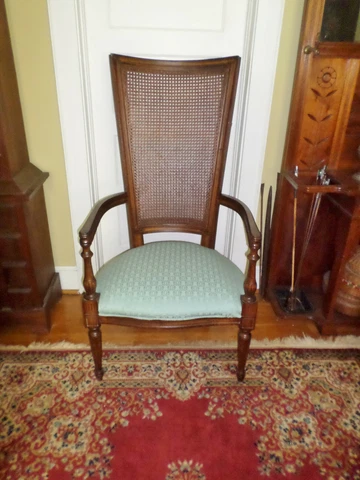 SPECTACULAR! Vintage 1950s Mid-Century Modern Tall Cane Back Arm Chair Cover