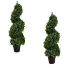 2 Pack Artificial Fake Faux Tree Spiral Plant Decor In Plastic Pot For Outdoor