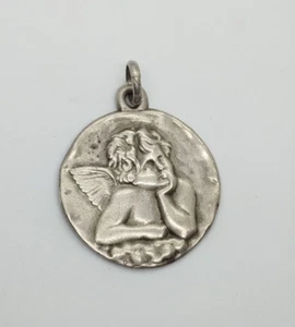 Medalla ángel vintage de plata maciza 12,4 g 49,8 mm 36,9 mm sin fianza - Imagen 1 de 10